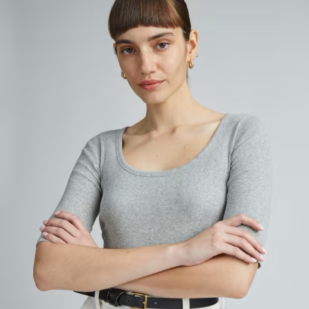 Everlane The Pima Micro-Rib Scoop Neck Tee